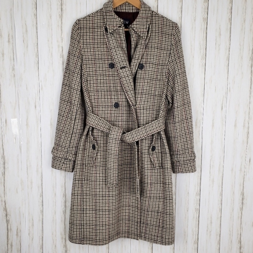 Gap Houndstooth Belted Trench Coat